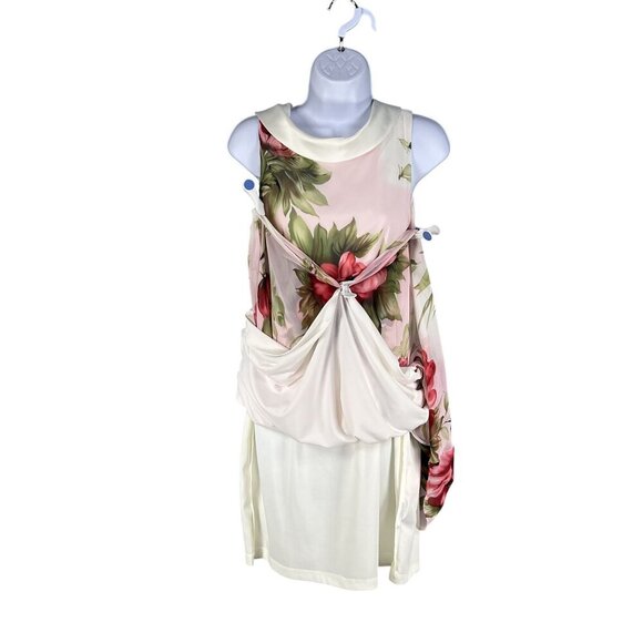 SL Fashions 10 Back Zip Sleeveless Floral Chiffon Dress Satin CowlNeck Bloomcore - Picture 7 of 15